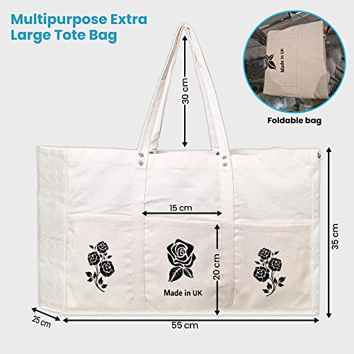 Adalex Global 40L Große Canvas-Tragetasche für Damen - Elegante und robuste Tragetasche, vielseitige und geräumige Alltags-, Strand- und Einkaufstasche, hochwertige Handtasche für Damen.