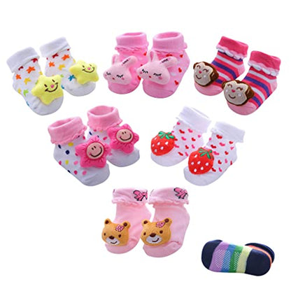 Adalex Global Babysocken mit Anti-Rutsch-Sohle für Neugeborene und Kleinkinder, weiche Baumwollsocken für Babys, Jungen und Mädchen (0–3, 3–6, 6–12, 12–18 Monate), Hausschuhe für Kleinkinder