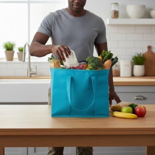 Sac isotherme réutilisable Adalex Global pour courses, cabas avec fermeture éclair pour le transport d'aliments chauds et froids, sac isotherme pour pique-nique et vin, tient debout