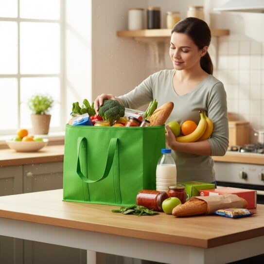 Sac isotherme réutilisable Adalex Global pour courses, cabas avec fermeture éclair pour le transport d'aliments chauds et froids, sac isotherme pour pique-nique et vin, tient debout