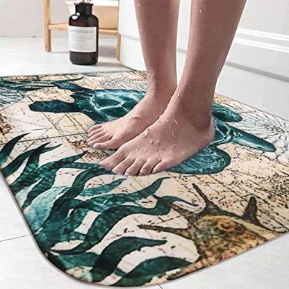 Adalex Badematte mit Meerestieren – 40 x 60 cm, Memory-Schaum, rutschfest, niedlich, für WC und Dusche – weich und saugfähig