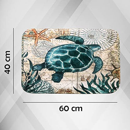 Adalex Badematte mit Meerestieren – 40 x 60 cm, Memory-Schaum, rutschfest, niedlich, für WC und Dusche – weich und saugfähig