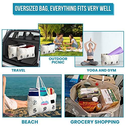 Adalex Global 40L Große Canvas-Tragetasche für Damen - Elegante und robuste Tragetasche, vielseitige und geräumige Alltags-, Strand- und Einkaufstasche, hochwertige Handtasche für Damen.