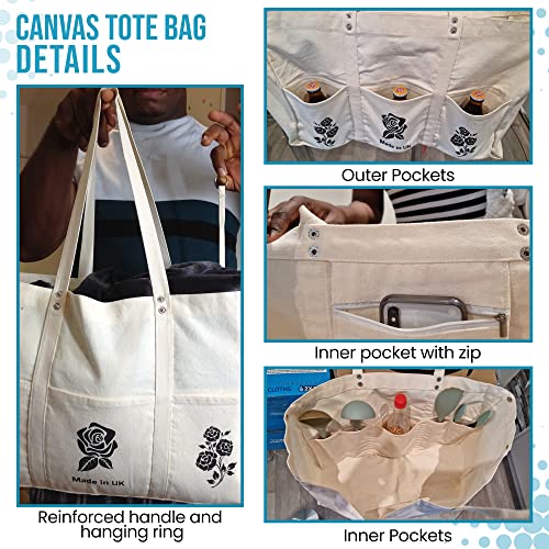 Adalex Global 40L Große Canvas-Tragetasche für Damen - Elegante und robuste Tragetasche, vielseitige und geräumige Alltags-, Strand- und Einkaufstasche, hochwertige Handtasche für Damen.
