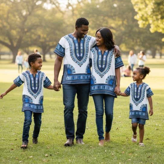 Chemise Dashiki africaine pour enfants Adalex Global, design traditionnel, vêtements authentiques pour enfants, motifs ethniques et imprimés africains, garçon ou fille