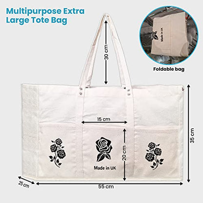 Adalex Global 40L Große Canvas-Tragetasche für Damen - Elegante und robuste Tragetasche, vielseitige und geräumige Alltags-, Strand- und Einkaufstasche, hochwertige Handtasche für Damen.