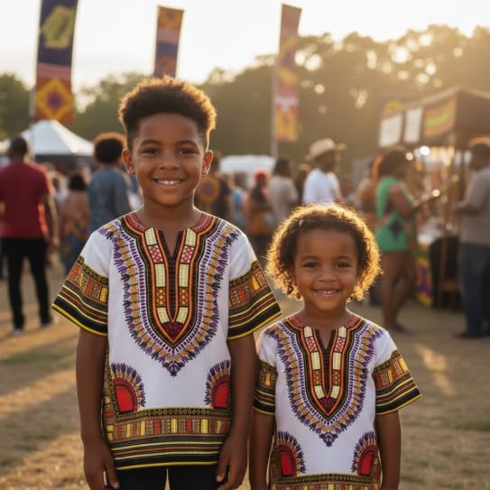 Chemise Dashiki africaine pour enfants Adalex Global, design traditionnel, vêtements authentiques pour enfants, motifs ethniques et imprimés africains, garçon ou fille