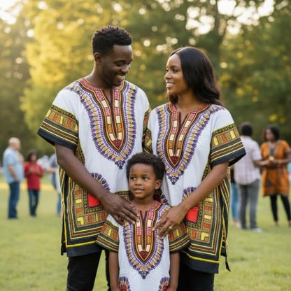 Chemise Dashiki africaine pour enfants Adalex Global, design traditionnel, vêtements authentiques pour enfants, motifs ethniques et imprimés africains, garçon ou fille