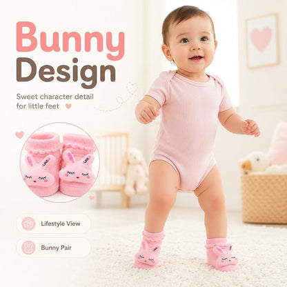 Adalex Global Babysocken mit Anti-Rutsch-Sohle für Neugeborene und Kleinkinder, weiche Baumwollsocken für Babys, Jungen und Mädchen (0–3, 3–6, 6–12, 12–18 Monate), Hausschuhe für Kleinkinder