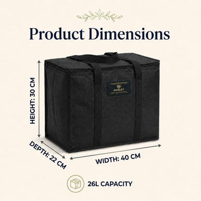 Sac isotherme réutilisable Adalex Global pour courses, cabas avec fermeture éclair pour le transport d'aliments chauds et froids, sac isotherme pour pique-nique et vin, tient debout