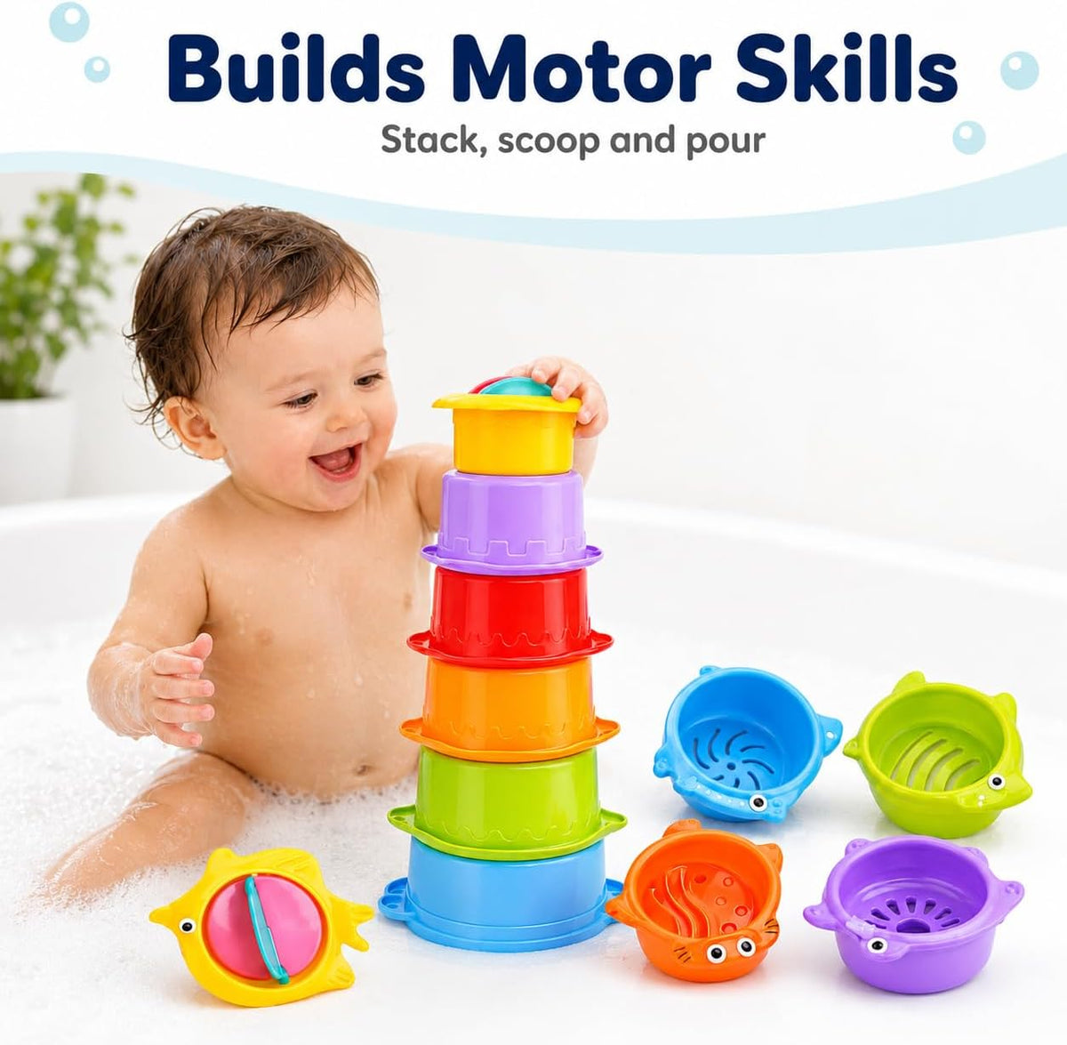 Baby stacking cups toy for toddlers