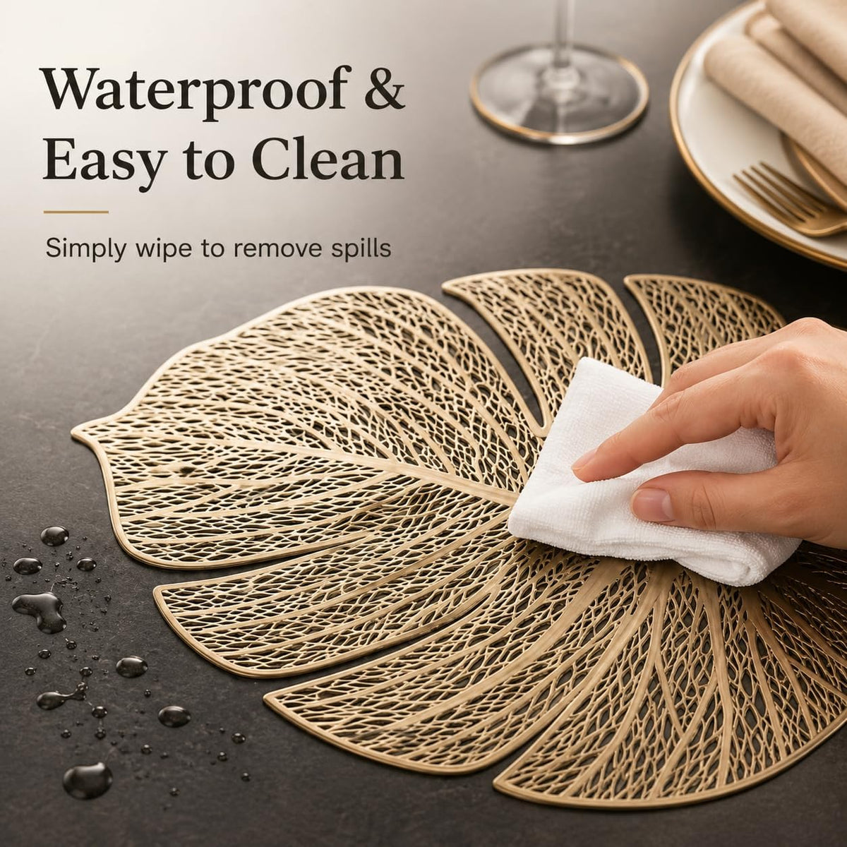 Gold and silver round PVC place mats