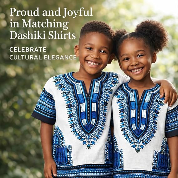 Chemise Dashiki africaine pour enfants Adalex Global, design traditionnel, vêtements authentiques pour enfants, motifs ethniques et imprimés africains, garçon ou fille