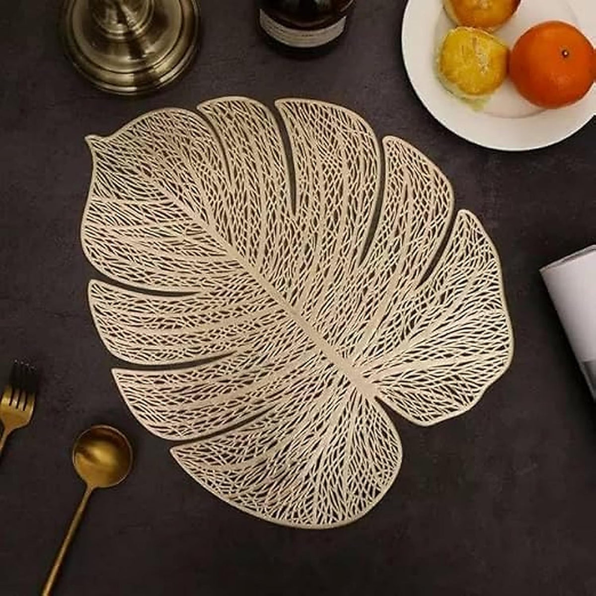Gold and silver round PVC place mats