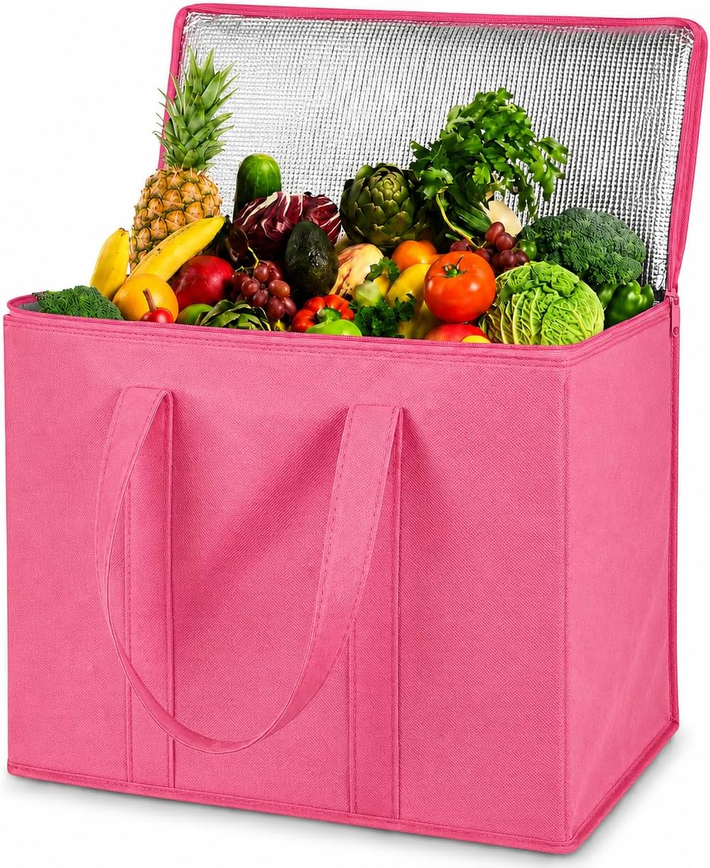 Sac isotherme réutilisable Adalex Global pour courses, cabas avec fermeture éclair pour le transport d'aliments chauds et froids, sac isotherme pour pique-nique et vin, tient debout