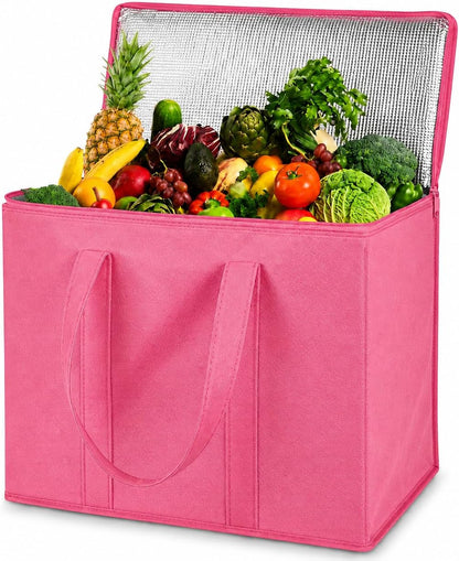 Sac isotherme réutilisable Adalex Global pour courses, cabas avec fermeture éclair pour le transport d'aliments chauds et froids, sac isotherme pour pique-nique et vin, tient debout