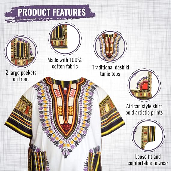 Chemise Dashiki africaine pour enfants Adalex Global, design traditionnel, vêtements authentiques pour enfants, motifs ethniques et imprimés africains, garçon ou fille