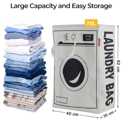 75L Waterproof Linen Laundry Basket