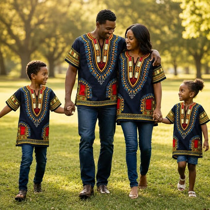 Chemise Dashiki africaine pour enfants Adalex Global, design traditionnel, vêtements authentiques pour enfants, motifs ethniques et imprimés africains, garçon ou fille