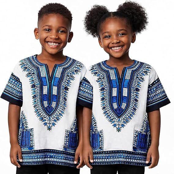Chemise Dashiki africaine pour enfants Adalex Global, design traditionnel, vêtements authentiques pour enfants, motifs ethniques et imprimés africains, garçon ou fille