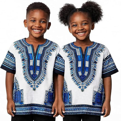 Chemise Dashiki africaine pour enfants Adalex Global, design traditionnel, vêtements authentiques pour enfants, motifs ethniques et imprimés africains, garçon ou fille