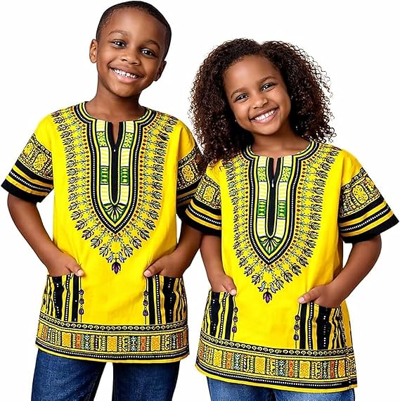 Chemise Dashiki africaine pour enfants Adalex Global, design traditionnel, vêtements authentiques pour enfants, motifs ethniques et imprimés africains, garçon ou fille