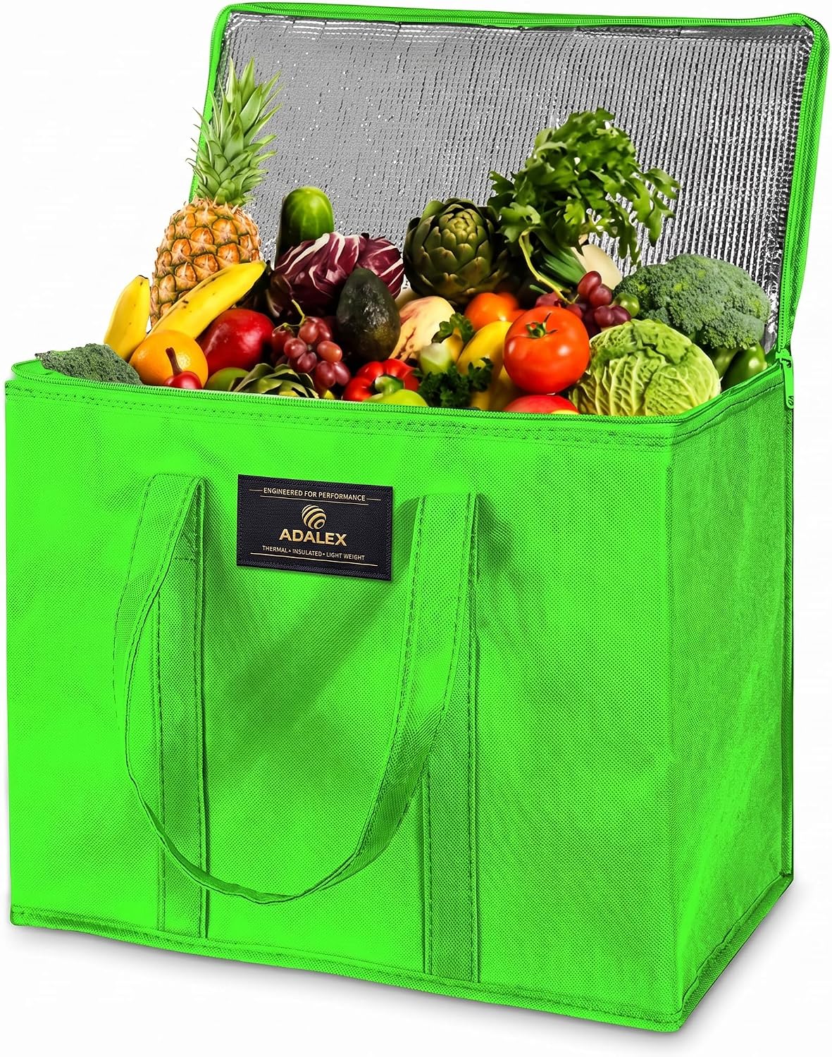 Sac isotherme réutilisable Adalex Global pour courses, cabas avec fermeture éclair pour le transport d'aliments chauds et froids, sac isotherme pour pique-nique et vin, tient debout