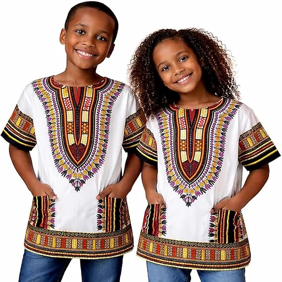 Chemise Dashiki africaine pour enfants Adalex Global, design traditionnel, vêtements authentiques pour enfants, motifs ethniques et imprimés africains, garçon ou fille
