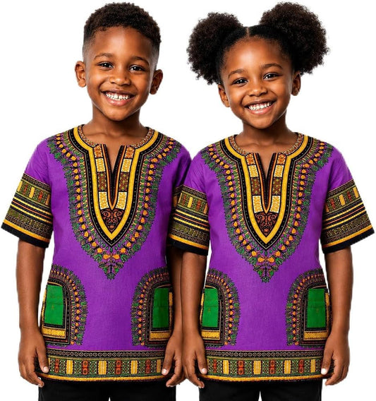 Dashiki African Kids Shirt – Traditional African Print for Boys & Girls