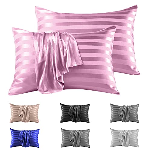 Stripe Satin Silk Pillowcase 50x75cm – Hair & Skin Friendly