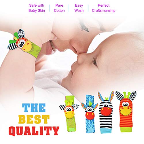 Newborn Baby Sensory Rattles – Wrist & Foot Set, 0–12 Months