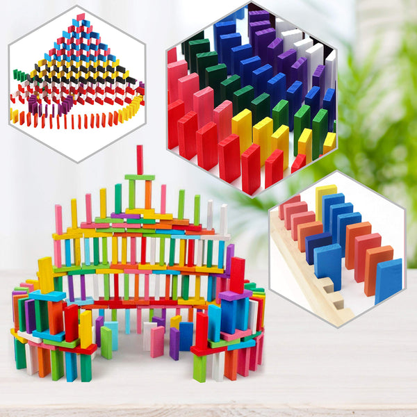 Wooden Dominoes Set – 120-Piece Building Blocks Toy for Kids & Adults